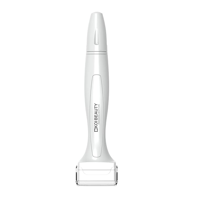 Koi Beauty Premium Derma Stamp, Manual Microneedling for Face Body Scalp, Titanium Microneedle Stamp Pen, Skincare Tool for Men and Women - White