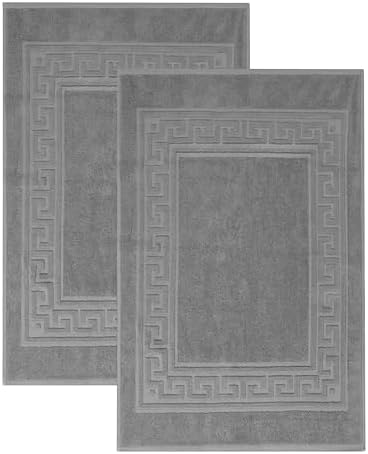 Superior Heavyweight Cotton Bath Mats, Bath Rugs For Bathroom Accessories, Washable Rug For Shower, Bath, Toilet, Modern Decor, No Backing, Luxury Hotel And Spa Quality, Set of 2, 22" x 35", Silver by SUPERIOR