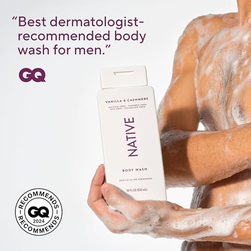 Native Clean Body Wash, Gentle & pH-balanced for Sensitive Skin, 24-Hr Freshness for Women & Men, Vegan & Cruelty-Free, Free of Sulfates & Parabens, Vanilla & Cashmere, 18 fl oz - Image 6