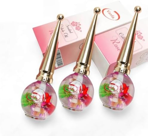 Vanfa Scented Cuticle Oil Infused With Real Flower 0.42 Fl oz (Scent: Rose, Pack of 3) by VanfaBeauty