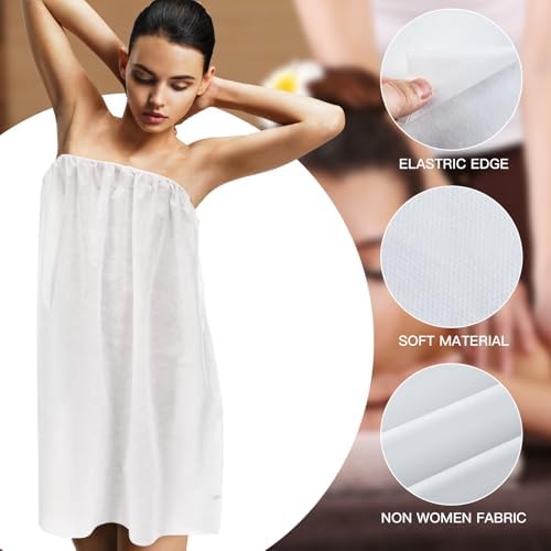 Janmercy 32 Pcs Disposable Spa Wraps for Women with Adjustable,White - Image 5
