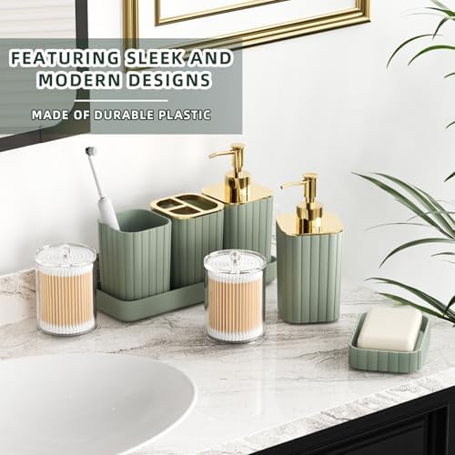 XLHOMO Bathroom Accessories Set - Gorgeous Sage Green Bathroom Set - Image 4