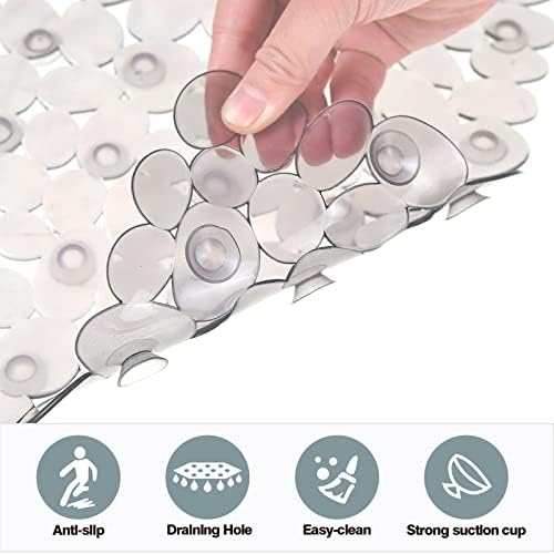 SONGZIMING Bathtub Mat Non Slip Pebble Bath Shower Mat 35"X16", Clear Grey - Image 4