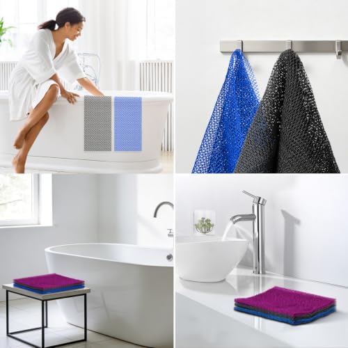 UJFQBH 3 Pieces African Net Sponge Authentic, Nylon Bath Scrubber Exfoliating Body Scrubber, Dries Quickly, and Gradually Transforms Rough Skin into Smooth Black, Blue, Purple - Image 6