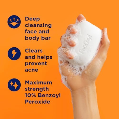 PanOxyl Acne Treatment Bar with 10% Benzoyl Peroxide, Maximum Strength Bar Soap for Face, Chest and Back, Benzoyl Peroxide Soap Body Wash, Vegan, For Acne Prone Skin, 4 oz - Image 2
