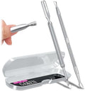 2PCS Metal Silver Cuticle Pusher Tool and Scraper Nail Pusher by GA%26EN
