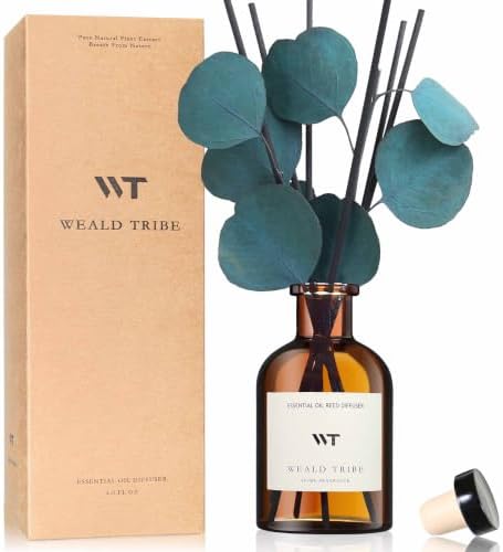 Peppermint Scent Reed Diffuser Set for Bathroom Air Fresheners Decor by WEALD+TRIBE