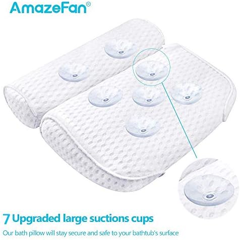 AmazeFan Bath Pillow, Bathtub Spa Pillow with 4D Air Mesh Technology and 7 Suction Cups, Helps Support Head, Back, Shoulder and Neck, Fits All Bathtub, Hot Tub and Home Spa [US. Patent Design] - Image 4