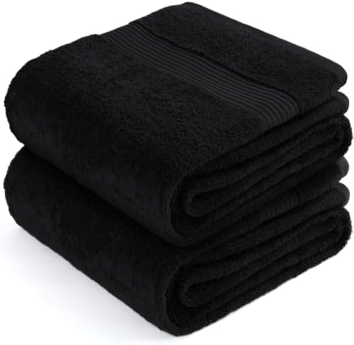 Cotton Paradise 100% Cotton Turkish Towel Set, Soft Absorbent Quick Dry, 2 Piece 35x70 Bath Sheet Set, Coal Black - Image 6