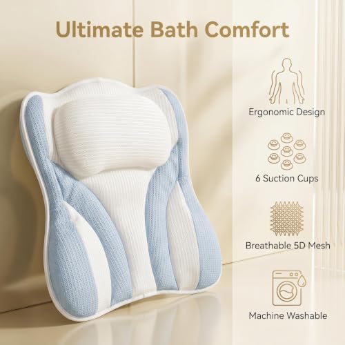 Blue White Bath Bathtub Pillow Spa Pillows for Tub. - Image 7
