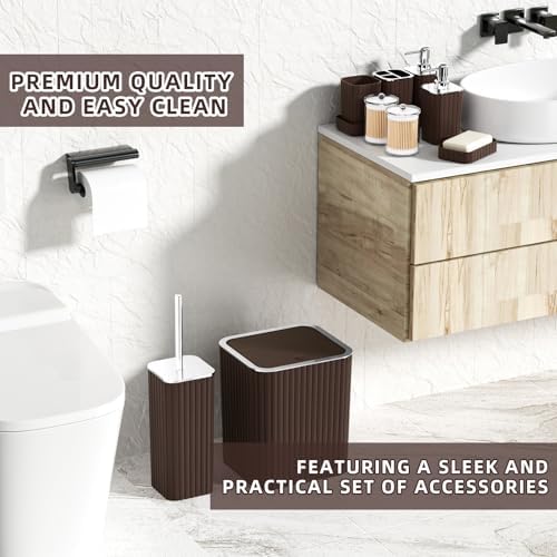 XLHOMO Bathroom Set - Brown Bathroom Sets with Shower Curtain and Rugs - Image 5