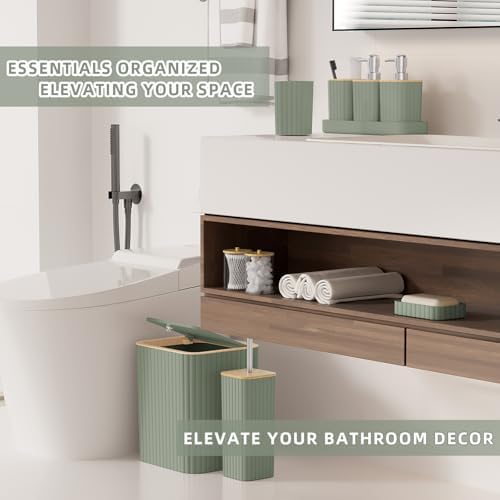 XLHOMO Bathroom Accessories Set - 10PC Elegant Sage Green Bathroom Set - Image 6