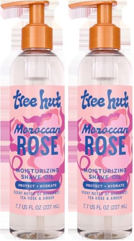 Tree Hut Moroccan Rose Moisturizing Shave Oil,Hydrating Gel-to-Oil Formula for a Smooth Shave,For All Skin Types,7.7 fl oz,(Pack of 2) by TreeHut