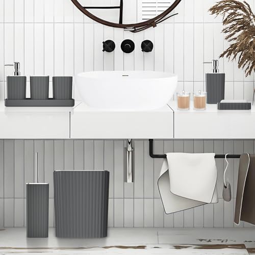 XLHOMO Bathroom Accessories Set - 10PC Gorgeous Grey Bathroom Set - Image 2