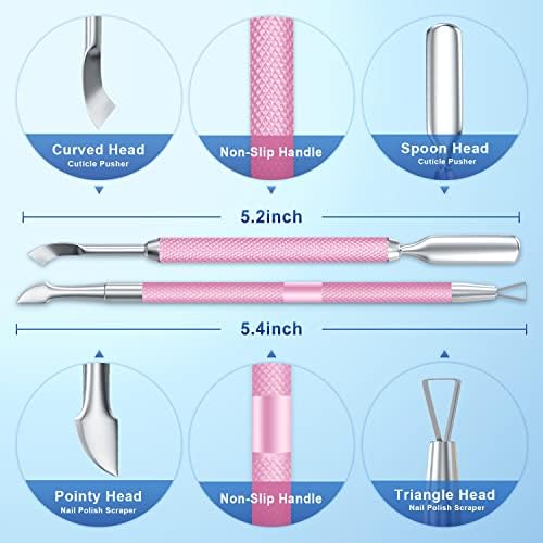 2PCS Mauve/Pink Purple Cuticle Pusher Tool and Scraper Nail Pusher - Image 2