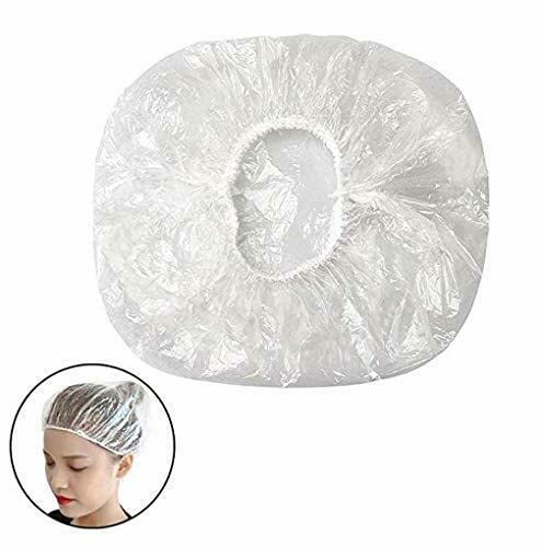 OMWAH 100 PCS Disposable Shower Caps Large Clear Waterproof Processing Conditioning Plastics Elastic Shower Cap For Kids, Girls, Travel, Spa, Hotel, and Home Use (100 PCS)