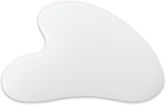 Gua Sha Jade Stone Gua Sha Massage Tool, Guasha Tool for Face and Body Skin Massage. Tools for SPA Acupuncture, Pink Stone for Body Face Neck and Eye, Skin Care Gift for Woman (White)