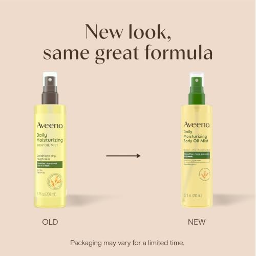 Aveeno Daily Moisturizing Body Oil Mist with Oat Oil and Jojoba Oil for Rough, Dry, Sensitive Skin, Nourishing Body Spray for Smoother, More Even Skin, Paraben- & Silicone-Free, 6.7 fl. oz - Image 2