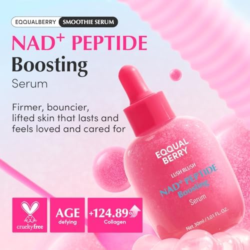EQQUALBERRY NAD+ Peptide Boosting Serum Double Pack | 14 Peptide Serum for Face, Neck & Body | Vegan Collagen & Pink Serum for Anti-Aging, Firming & Lifting | Korean Skincare, 1.01 fl oz (Pack of 2) - Image 2