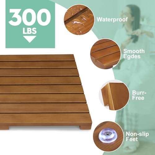 Teak Shower Mat - Foldable Wood Bath Mat for Spa, Sauna, Pool and Home - Image 3