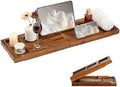 Teak Bathtub Tray for Tub, Expandable Bath Tray 28–40in, Foldable Bathtub Caddy with Wine Glass Holder, Phone & Book Stand, Wooden Bath Tray Organizer, Luxury Bathroom Accessories Gift - Light Walnut by FunMemories
