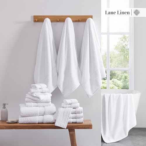 LANE LINEN Bath Towel Set 100% Cotton 3 Piece Soft Absorbent - White - Image 7