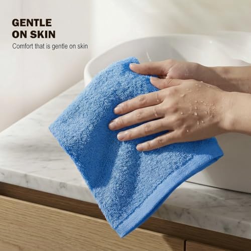 Utopia Towels 60 Pack Cotton Washcloths Set, 100% Ring Spun Cotton, Premium Flannel Face Cloths, Highly Absorbent and Soft Feel Fingertip Towels, Electric Blue - Image 3