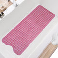 TEESHLY Bath Tub Shower Mat, Non Slip Bathtub Floor Liner Mats with Suction Cups and Drain Holes, Machine Washable Bathmat for Bathroom Floor Safety, 40 x 16 Inch, Clear Burgundy by TEESHLY