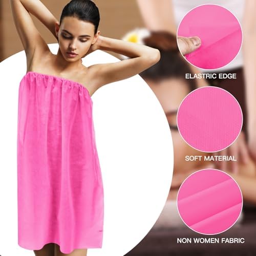 Janmercy 32 Pcs Disposable Spa Wraps for Women with Adjustable,Pink - Image 3