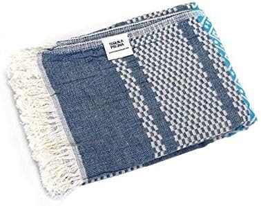 Turkish Bath Towel 100% Cotton Eco-Friendly Quick Dry Travel Sauna Spa Beach Pool (35 x 70 inches) Soft Absorbent Decorative Peshtemal Towels (Blue Aquarius)