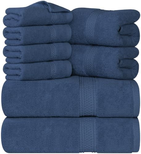 Utopia Towels 8 Piece Majestic Plush Luxury Towel Set, Cotton, Navy by UTOPIATOWELS