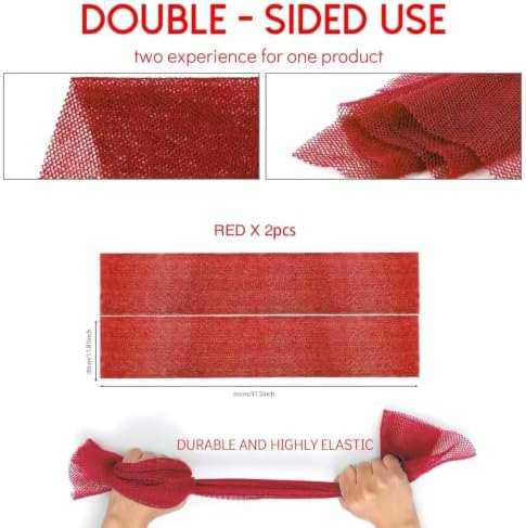 UJFQBH 2 Pieces African Bath Sponge African Net Long Net Bath Sponge Exfoliating Shower Body Scrubber Back Scrubber Skin Smoother,Great for Daily Use (Red) - Image 7