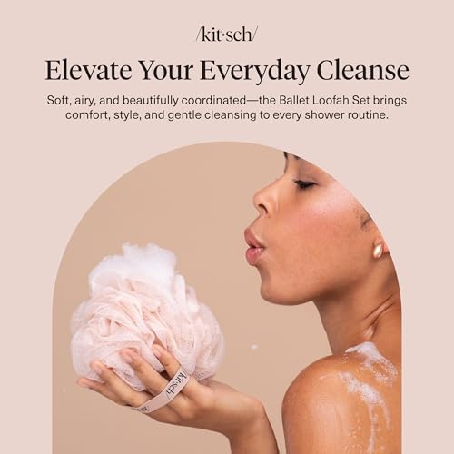Kitsch Shower Loofah – Soft Mesh Body Scrubber & Bath Sponge - 3pc Set - Image 2