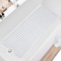 TEESHLY Bath Tub and Shower Mats, Non Slip 40 x 16 Inch Extra Long Bathtub Mat, Machine Washable Bathmat with Drain Holes, Suction Cups for Bathroom Floor, Clear by TEESHLY