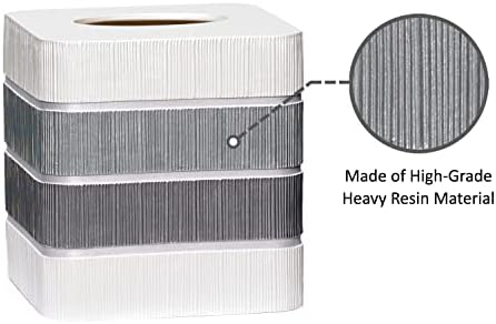 Zahari Home 2pc Modern Line Stylish Bath Accessories Set Waste Basket & Square Tissue Box Cover Classic Contemporary Decorative Beautiful Designs Gray Bathroom Decor Set for Home Modern Bath Set - Image 7