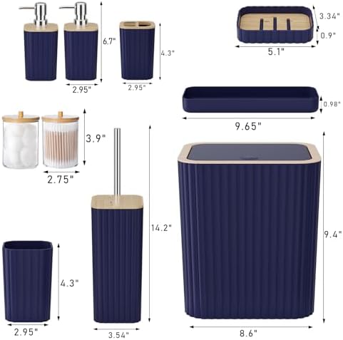 XLHOMO Bathroom Accessories Set - 10PC Elegant Blue Bathroom Set - Image 4