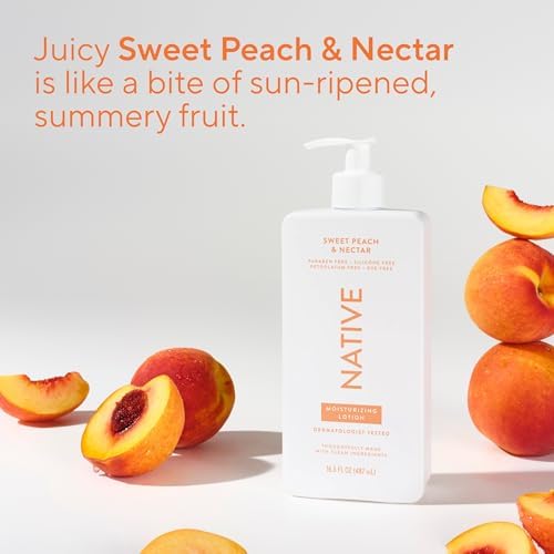 Native Body Lotion Contains Naturally Derived Plant-Based Moisturizers for Women and Men | Restores Dry Skin, Peach & Nectarine, 16.5 fl oz - Image 4