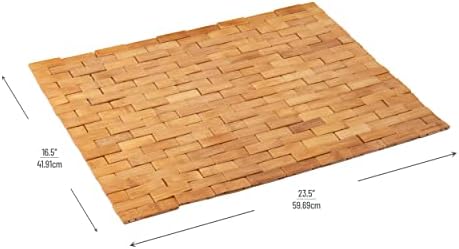 Mind Reader Bath Mat, Shower Mat, Bathtub Mat, Bathroom Accessory, Wood, Rayon from Bamboo, 23.5"L x 16.5"W x 0.4"H, Brown - Image 3
