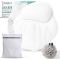 Bath Pillows for Tub, Complete Spa Set with Loofah & Wash Bag – Bathtub Pillow for Head and Neck and Back Support, 6 Strong Suction Cups, Quick-Dry 4D Air Mesh, Gift-Ready by Unknown
