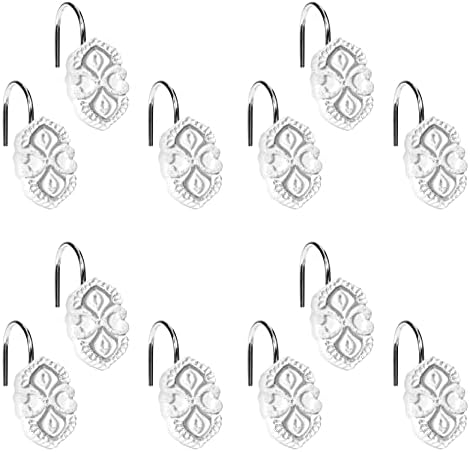 Zahari Home Monaco Bathroom Shower Curtain Set - 13pc Classic Luxury Contemporary Design with 12 Hooks - Image 4