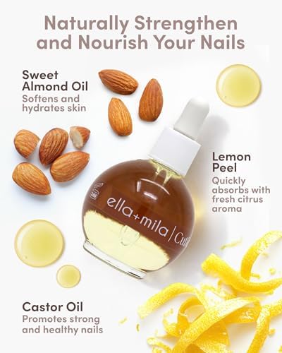 ella+mila Cuticle Oil for Nails - Sweet Almond & Castor, Vegan, 2.3 fl oz - Image 3