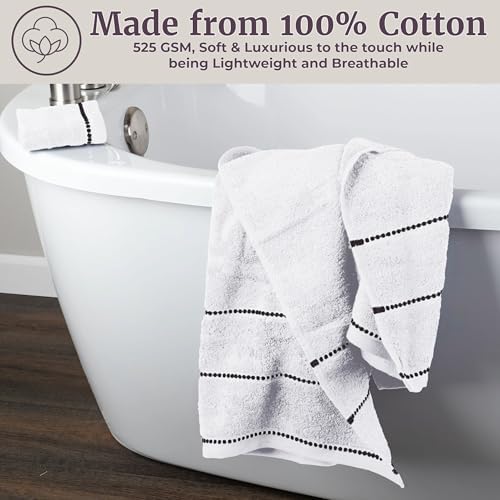 Lavish Home Bathroom Towels Set, Bathroom Accessories, White, Set of 6 - Image 5