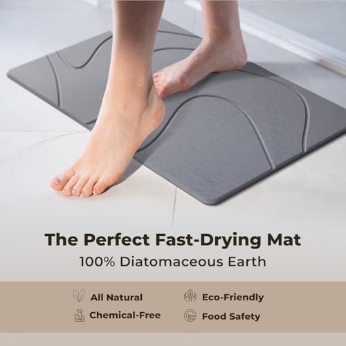 TOSORO - Stone Bath Mat Diatomaceous Earth Shower Mat Non-Slip Super Absorbent Diatomite Stone Bath Mats for Bathroom Floor Quick Drying Natural Easy to Clean (23.5 x 15) - Graphite - Image 4