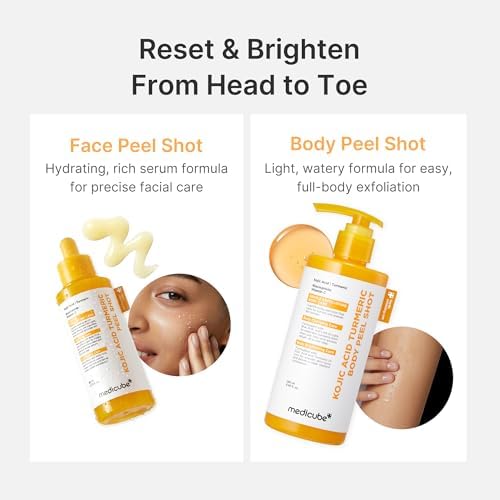 medicube Body Peel Shot with Kojic Acid and Turmeric | Gentle Body Brightening & Exfoliating Serum with BHA, LHA & PHA for Dead Skin Cells, Uneven Looking Skin & Excess Sebum | 9.46 fl.oz (Pack of 2) - Image 7