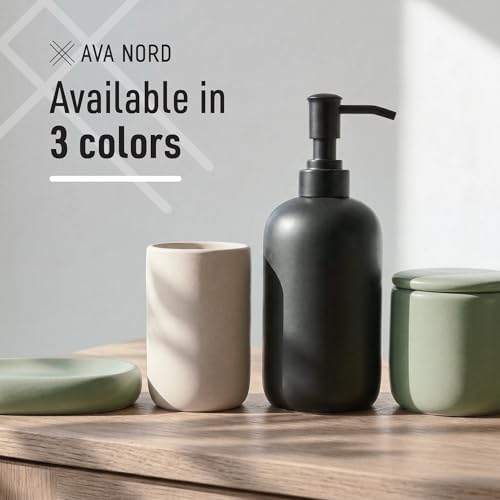 Ava Nord Modern Minimalist Ceramic Bathroom Accessories | Set of 4 | Black - Image 4
