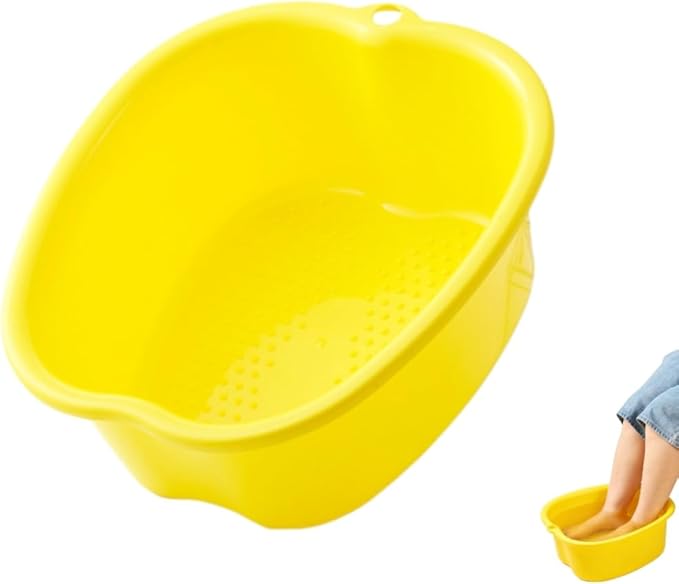 Ytterbium Foot Soaking Bath Basin, Large Massage Foot Soaking Tub, Plastic Home Spa Pedicure Bucket, Relaxation & Stress Relief, Suitable for Women & Men (Yellow)