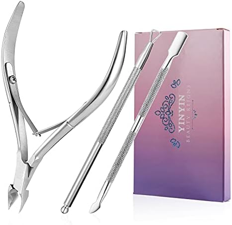 YINYIN Cuticle Trimmer with Pusher and Cutter,Silver by YINYIN