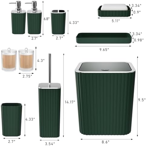 XLHOMO Bathroom Accessories Set - 10PC Gorgeous Green Bathroom Set - Image 3