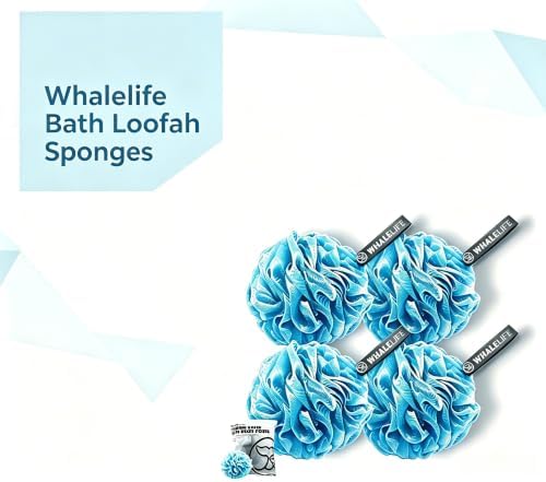 Loofah Bath Sponges - Gentle Exfoliating Shower Loofah for Rich Lather, Durable Mesh Body Scrubber for Men & Women 4 Pack (Sky Blue) - Image 7