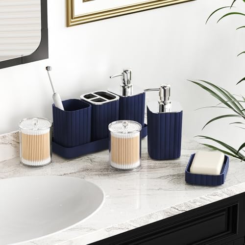 XLHOMO Bathroom Accessories Set - Gorgeous Blue Bathroom Set, 10PC - Image 4